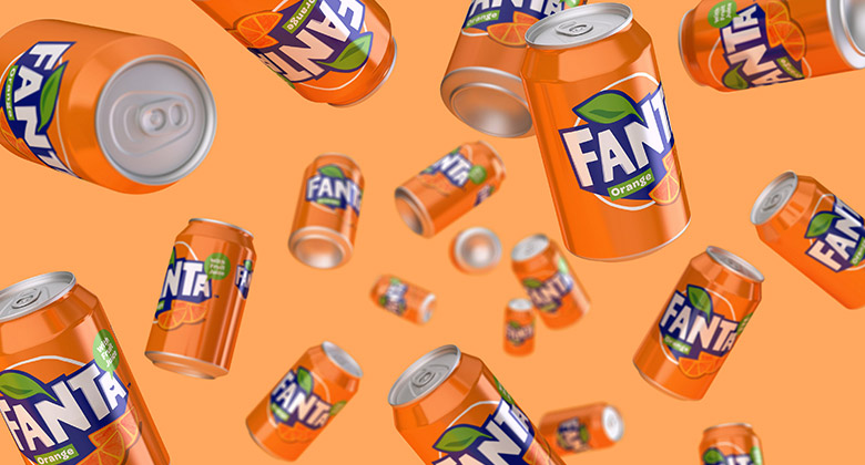 芬达（FANTA）标志，芬达（FANTA）LOGO，芬达（FANTA）品牌形象设计，饮品包装设计，饮品品牌设计