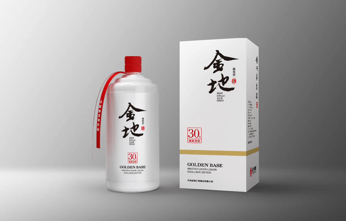 金地白酒包装设计,金地白酒瓶贴设计,金地白酒品牌形象塑造